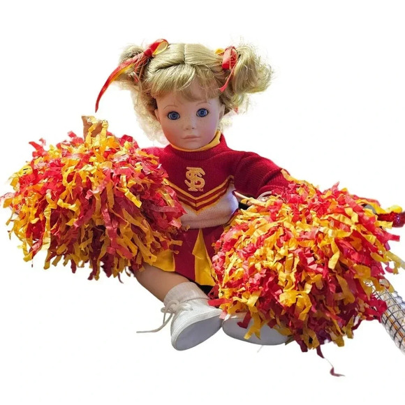 Florida State University Porcelain Cheerleader Doll Susan Wakeen Danbury Mint - Picture 1 of 3